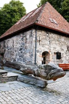 Cod statue in in Bergen, Norway. Stock Photos