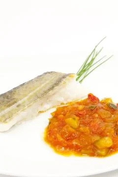 Cod with Tomato Stock-Fotos