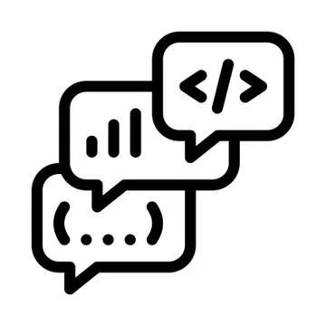 Codding operation programmer discussing icon vector outline illustration Stock Illustration