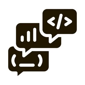 Codding operation programmer discussing icon Vector Glyph Illustration Stock-Illustration