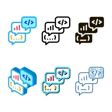 Codding simplified operation programmer discussing icon vector outline Stock Illustration