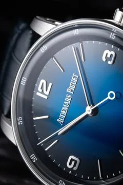 Code 11.59 watch dial details by Audemars Pigue Stock Photos