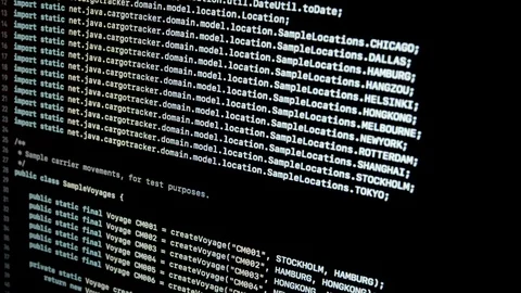 Code 2.5 Scrolling Java Code By Developer on Notebook screen Stock Footage 113019115