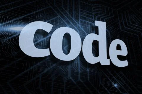Code against futuristic black and blue background Stock Illustration