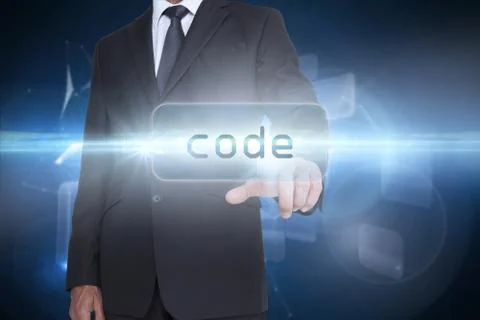 Code against glowing technological background Illustrazione stock