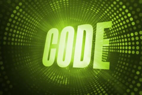 Code against green pixel spiral Stock Illustration