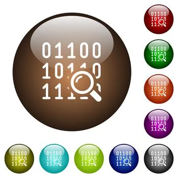 Code analysis color glass buttons Illustrazione stock
