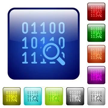 Code analysis color square buttons Illustrazione stock