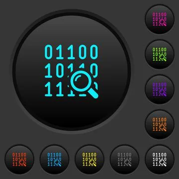 Code analysis dark push buttons with color icons 스톡 일러스트
