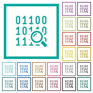 Code analysis flat color icons with quadrant frames Stock Illustration