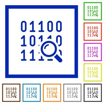 Code analysis flat framed icons Stock Illustration