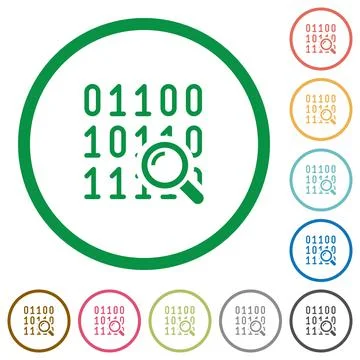 Code analysis flat icons with outlines Illustrazione stock