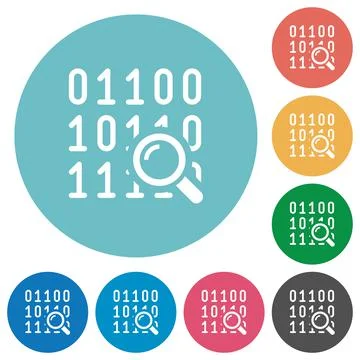 Code analysis flat round icons Stock Illustration
