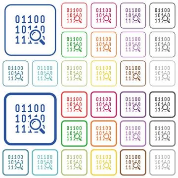 Code analysis outlined flat color icons Stock Illustration
