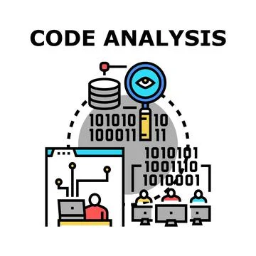 Code analysis process evaluating software development security 스톡 일러스트
