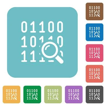 Code analysis rounded square flat icons Illustrazione stock