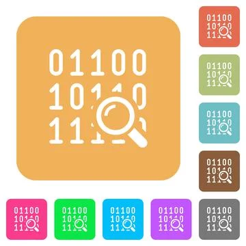 Code analysis rounded square flat icons Stock Illustration