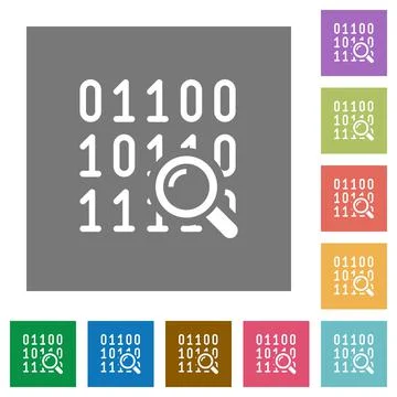 Code analysis square flat icons Stock Illustration