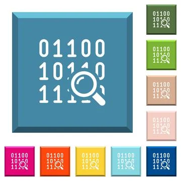 Code analysis white icons on edged square buttons Stock Illustration