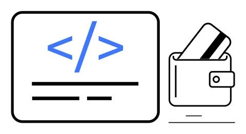 Code and Card Integration Digital Payment and Programming Concept Stockillustratie