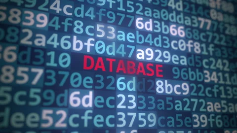 Code and DATABASE text on the computer display Stock Footage 188459738
