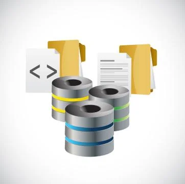 Code and documents storage concept Illustrazione stock