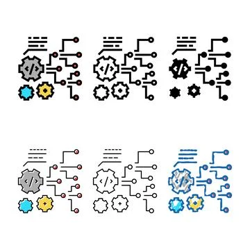 Code and settings variety working process color icon vector Stockillustratie