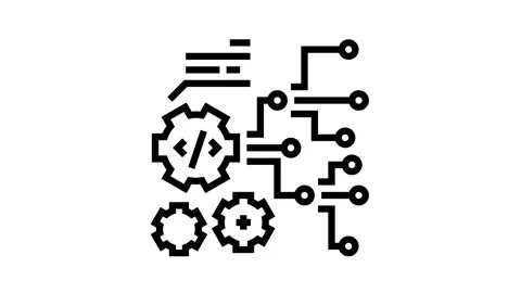 Code and settings working process line icon animation Stock Footage 163795400