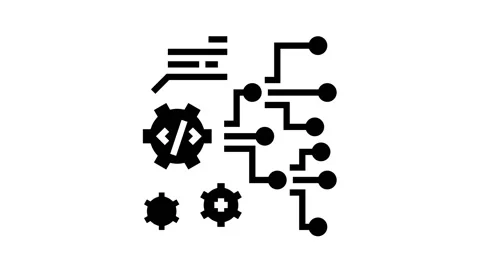 Code and settings working process glyph icon animation Stock Footage 163804783