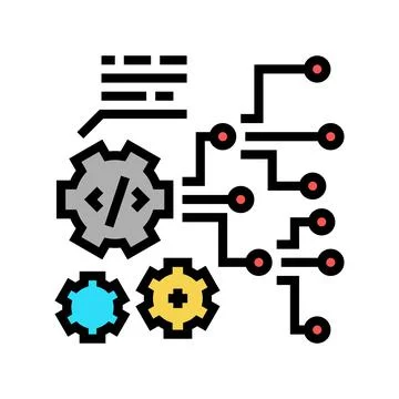 Code and settings working process color icon vector illustration 스톡 일러스트