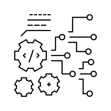 Code and settings working process line icon vector illustration Stock Illustration