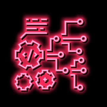Code and settings working process neon glow icon illustration 库存插图