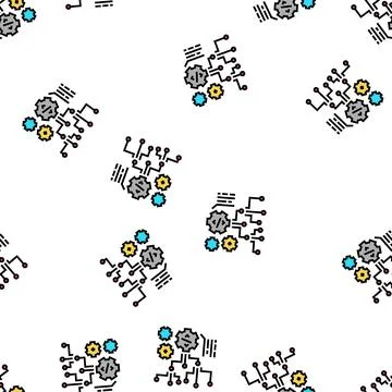Code and settings working process vector seamless pattern Stock Illustration