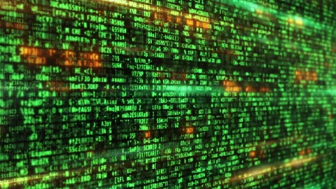 Code array wall in 3D space Stock Footage 228669944