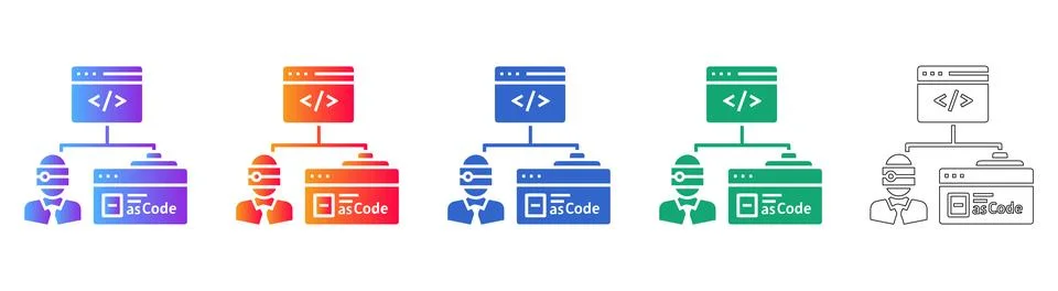 As Code Automation and Development Icons Stock-Illustration