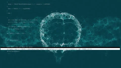 Code bar sliding in brain fading, snippets shifting overlay retracting, showing Stock Footage 312639362