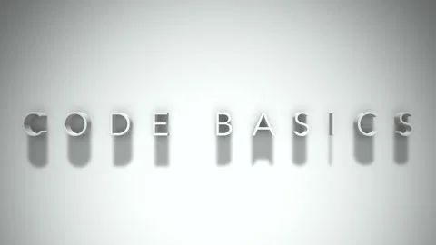 Code basics 3D title animation with shadows on a white background Stock Footage 297007292