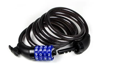 Code bike lock isolated on white background. Protects the bike from theft Foto stock