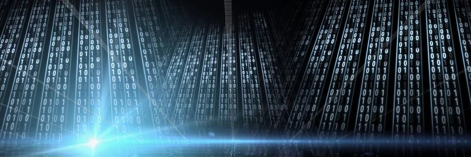 Code binary interface and black background Stock Illustration