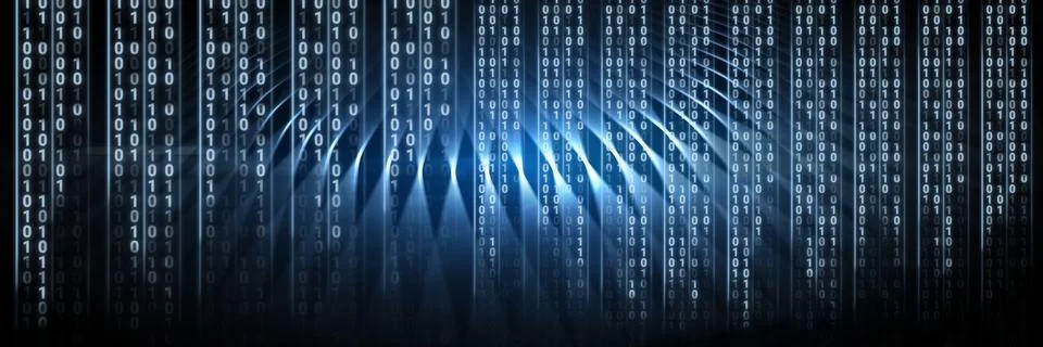 Code binary interface and blue background Stock Illustration