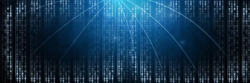 Code binary interface and blue background Illustrazione stock