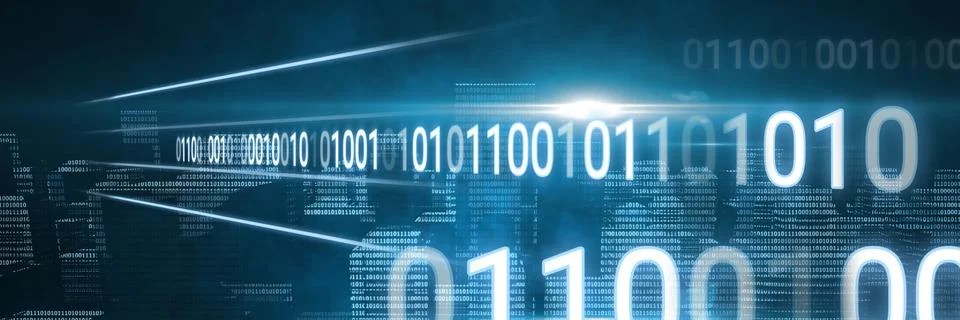 Code binary interface and blue background Stock Illustration