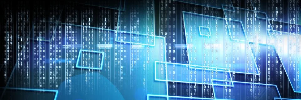 Code binary interface and blue background Stock Illustration