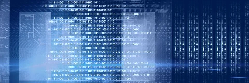 Code binary interface and blue background Stock Illustration