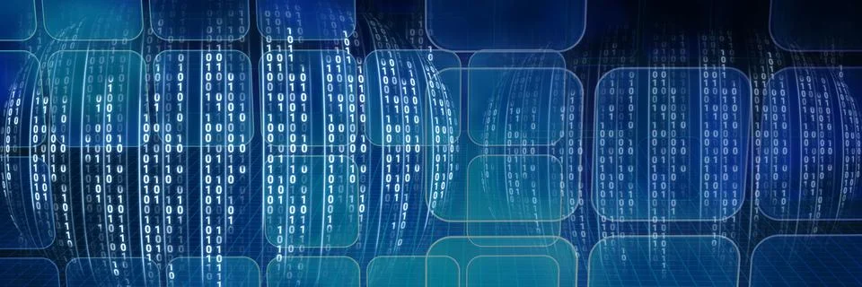 Code binary interface and blue background Stock Illustration