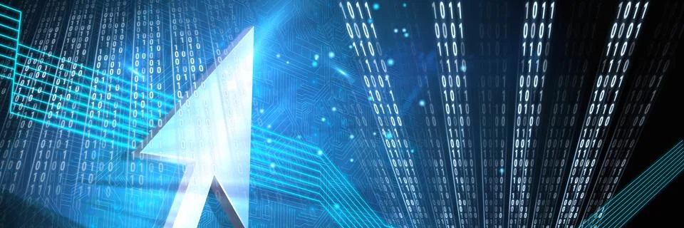 Code binary interface and blue background Stock Illustration