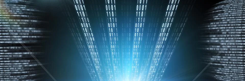 Code binary interface and blue background Stock Illustration