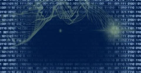 Code binary interface and blue background Stock Illustration