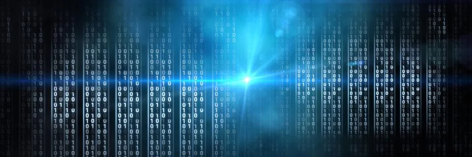 Code binary interface and blue background Stock Illustration