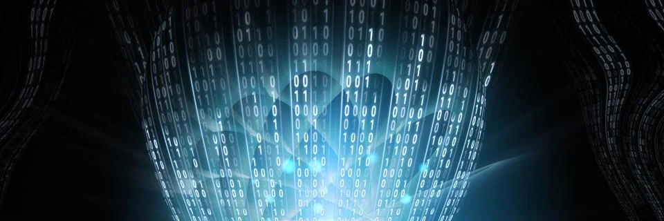 Code binary interface and blue background Stock Illustration